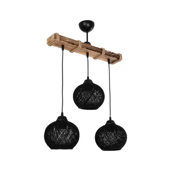 GLOBOSTAR® LUMA 201-0010 Vintage Κρεμαστό Φωτιστικό Οροφής με Ντουί 3 x E27 AC 220-240V IP20 - Μπεζ & Μαύρο - Μ55 x Π18 x Υ65cm