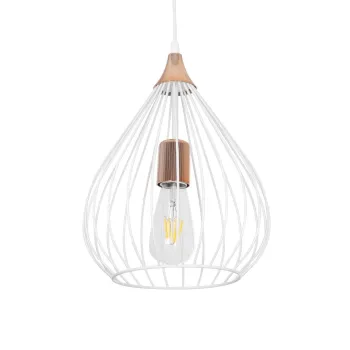 GLOBOSTAR® RADIARO 201-0014 Vintage Κρεμαστό Φωτιστικό Οροφής με Ντουί 1 x E27 AC 220-240V IP20 - Λευκό & Χάλκινο - Μ26 x Π26 x Υ35cm