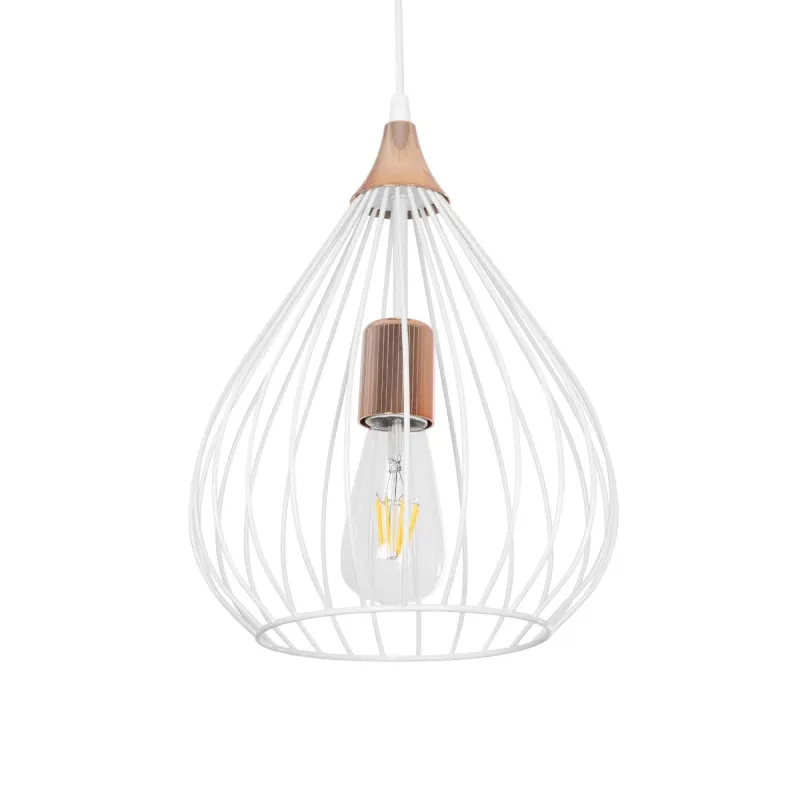 GLOBOSTAR® RADIARO 201-0014 Vintage Κρεμαστό Φωτιστικό Οροφής με Ντουί 1 x E27 AC 220-240V IP20 - Λευκό & Χάλκινο - Μ26 x Π26 x Υ35cm GLOBOSTAR® RADIARO 201-0014 Vintage Κρεμαστό Φωτιστικό Οροφής με Ντουί 1 x E27 AC 220-240V IP20 - Λευκό & Χάλκινο - Μ26 x Π26 x Υ35cm