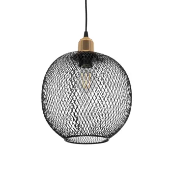 GLOBOSTAR® SOLUX 201-0019 Μοντέρνο Κρεμαστό Φωτιστικό Οροφής με Ντουί 1 x E27 AC 220-240V IP20 - Μαύρο & Χρυσό - Μ25 x Π25 x Υ32cm