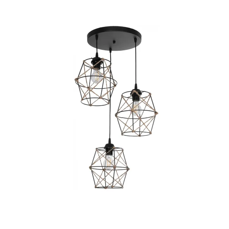 GLOBOSTAR® RAYLO 201-0048 Vintage Κρεμαστό Φωτιστικό Οροφής με Ντουί 3 x E27 AC 220-240V IP20 - Μαύρο & Μπεζ - Μ44 x Π44 x Υ73cm GLOBOSTAR® RAYLO 201-0048 Vintage Κρεμαστό Φωτιστικό Οροφής με Ντουί 3 x E27 AC 220-240V IP20 - Μαύρο & Μπεζ - Μ44 x Π44 x Υ73cm