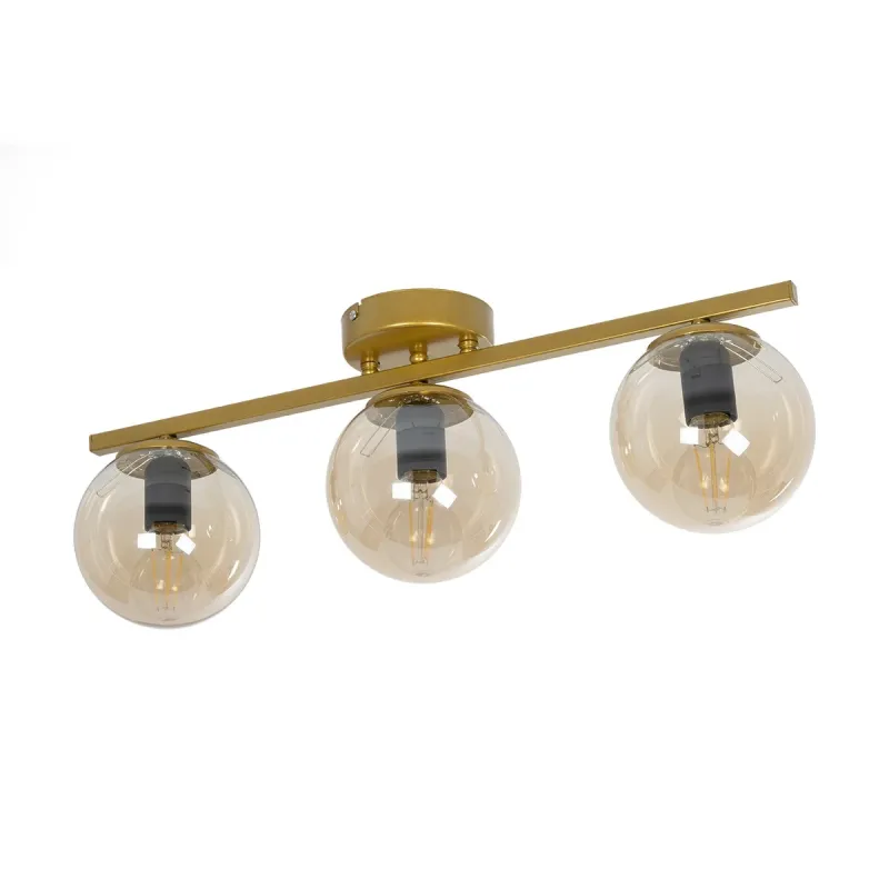 GLOBOSTAR® RADIAM 201-0066 Vintage Φωτιστικό Οροφής με Ντουί 3 x E27 AC 220-240V IP20 - Χρυσό & Μελί - Μ61 x Π15 x Υ19cm