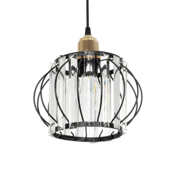 GLOBOSTAR® LUCERO 201-0078 Vintage Κρεμαστό Φωτιστικό Οροφής με Ντουί 1 x E27 AC 220-240V IP20 - Μαύρο & Διάφανο - Μ24 x Π24 x Υ24cm