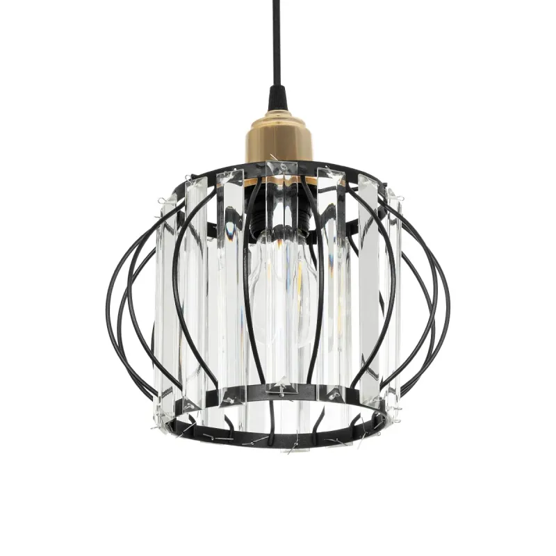 GLOBOSTAR® LUCERO 201-0078 Vintage Κρεμαστό Φωτιστικό Οροφής με Ντουί 1 x E27 AC 220-240V IP20 - Μαύρο & Διάφανο - Μ24 x Π24 x Υ24cm