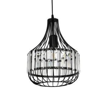 GLOBOSTAR® LUMAON 201-0081 Vintage Κρεμαστό Φωτιστικό Οροφής με Ντουί 1 x E27 AC 220-240V IP20 - Μαύρο & Διάφανο - Μ27 x Π27 x Υ37cm