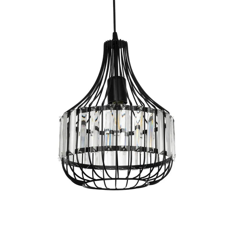 GLOBOSTAR® LUMAON 201-0081 Vintage Κρεμαστό Φωτιστικό Οροφής με Ντουί 1 x E27 AC 220-240V IP20 - Μαύρο & Διάφανο - Μ27 x Π27 x Υ37cm GLOBOSTAR® LUMAON 201-0081 Vintage Κρεμαστό Φωτιστικό Οροφής με Ντουί 1 x E27 AC 220-240V IP20 - Μαύρο & Διάφανο - Μ27 x Π27 x Υ37cm