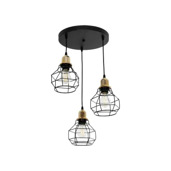 GLOBOSTAR® NOVARAY 201-0083 Vintage Κρεμαστό Φωτιστικό Οροφής με Ντουί 3 x E27 AC 220-240V IP20 - Μαύρο & Χρυσό - Μ40 x Π40 x Υ50cm GLOBOSTAR® NOVARAY 201-0083 Vintage Κρεμαστό Φωτιστικό Οροφής με Ντουί 3 x E27 AC 220-240V IP20 - Μαύρο & Χρυσό - Μ40 x Π40 x Υ50cm