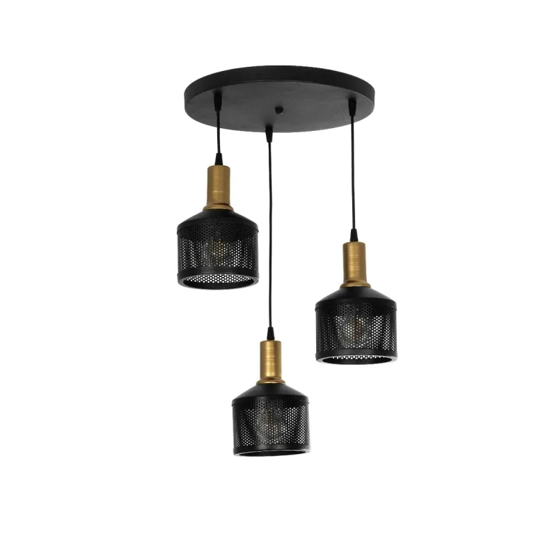 GLOBOSTAR® RADIANT 201-0097 Vintage Κρεμαστό Φωτιστικό Οροφής με Ντουί 3 x E27 AC 220-240V IP20 - Μαύρο & Χρυσό - Μ38 x Π38 x Υ50cm GLOBOSTAR® RADIANT 201-0097 Vintage Κρεμαστό Φωτιστικό Οροφής με Ντουί 3 x E27 AC 220-240V IP20 - Μαύρο & Χρυσό - Μ38 x Π38 x Υ50cm