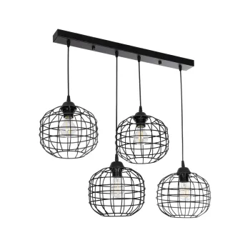 GLOBOSTAR® PULSAR 201-0103 Vintage Κρεμαστό Φωτιστικό Οροφής με Ντουί 4 x E27 AC 220-240V IP20 - Μαύρο - Μ80 x Π22 x Υ46cm