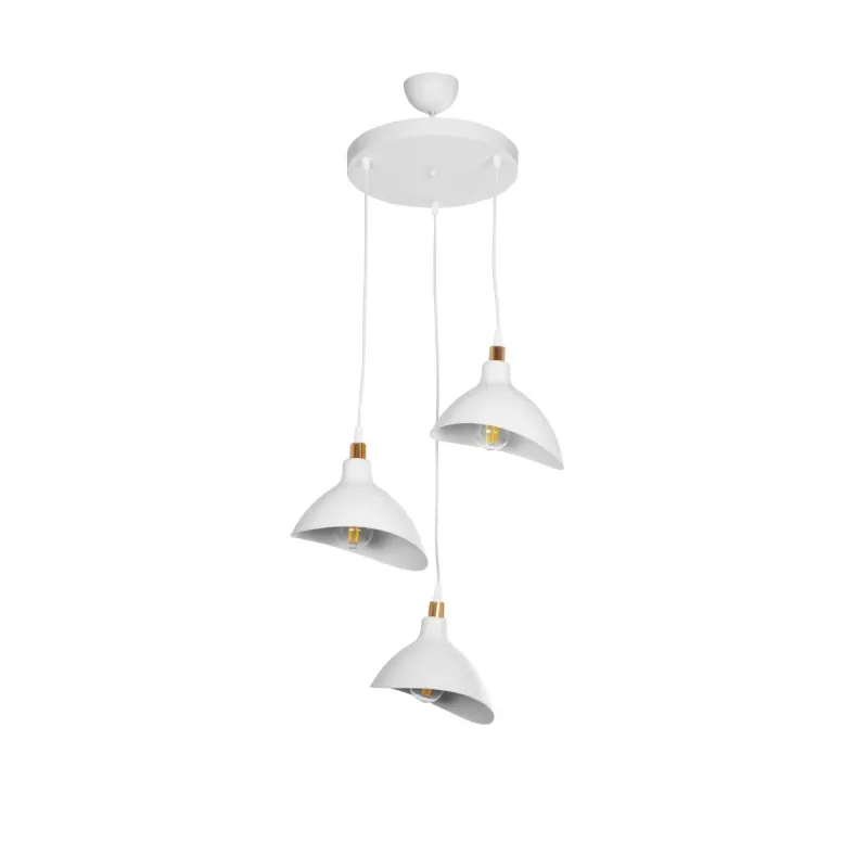 GLOBOSTAR® RIVE 203-0142 Μοντέρνο Κρεμαστό Φωτιστικό Οροφής με Ντουί 3 x E27 AC 220-240V IP20 - Λευκό & Χρυσό - Μ40 x Π40 x Υ65cm