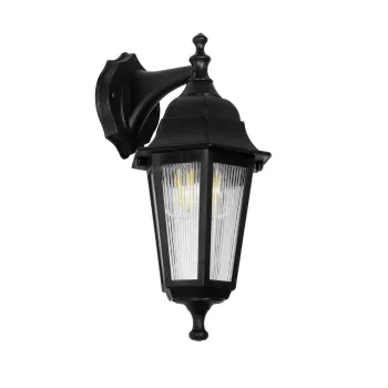 GLOBOSTAR® VITRO 203-0191 Vintage Φωτιστικό Τοίχου - Απλίκα με Ντουί 1 x E27 AC 220-240V IP44 - Μαύρο - Μ17 x Π20 x Υ36cm