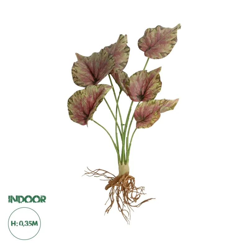 GloboStar® Artificial Garden BEGONIA LEAVES ROOTED 21490 Τεχνητό Διακοσμητικό Φυτό Πολύχρωμη Βιγόνια Μ25 x Π14 x Υ35cm
