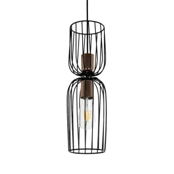 GLOBOSTAR® LAVERA 201-0124 Vintage Κρεμαστό Φωτιστικό Οροφής με Ντουί 1 x E27 AC 220-240V IP20 - Μαύρο & Μπρούτζινο - Μ14 x Π14 x Υ44cm