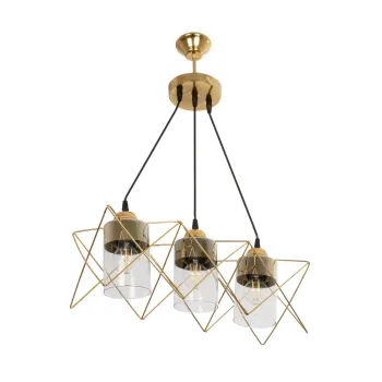 GLOBOSTAR® PLEX 202-0036 Μοντέρνο Κρεμαστό Φωτιστικό Οροφής με Ντουί 3 x E27 AC 220-240V IP20 - Χρυσό & Διάφανο - Μ56 x Π17 x Υ24cm GLOBOSTAR® PLEX 202-0036 Μοντέρνο Κρεμαστό Φωτιστικό Οροφής με Ντουί 3 x E27 AC 220-240V IP20 - Χρυσό & Διάφανο - Μ56 x Π17 x Υ24cm