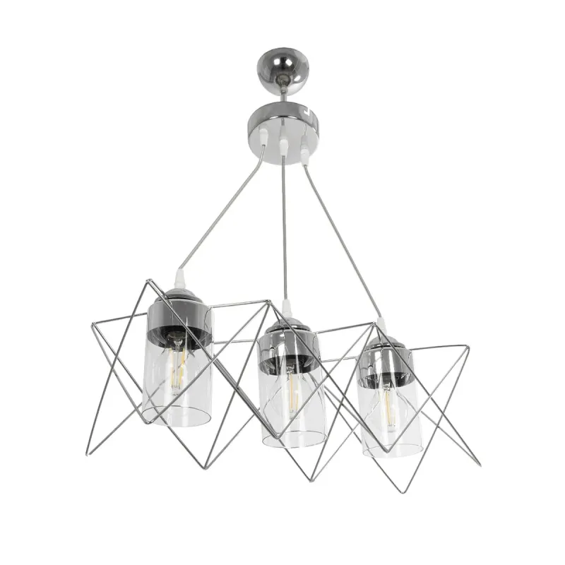 GLOBOSTAR® PLEX 202-0039 Μοντέρνο Κρεμαστό Φωτιστικό Οροφής με Ντουί 3 x E27 AC 220-240V IP20 - Ασημί & Διάφανο - Μ56 x Π17 x Υ24cm GLOBOSTAR® PLEX 202-0039 Μοντέρνο Κρεμαστό Φωτιστικό Οροφής με Ντουί 3 x E27 AC 220-240V IP20 - Ασημί & Διάφανο - Μ56 x Π17 x Υ24cm