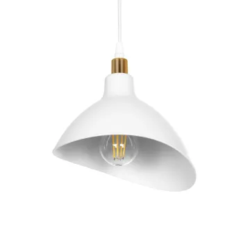 GLOBOSTAR® RIVE 203-0141 Μοντέρνο Κρεμαστό Φωτιστικό Οροφής με Ντουί 1 x E27 AC 220-240V IP20 - Λευκό & Χρυσό - Μ22 x Π20 x Υ22cm