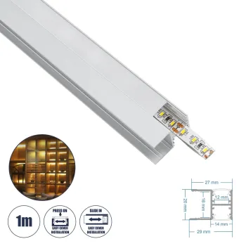 GLOBOSTAR® ALP-R-SHELF DODA 70814-1M Χωνευτό Προφίλ Αλουμινίου Ειδικό για Φωτισμό Ραφιού 18mm με Λευκό Γαλακτερό Πατητό Κάλυμμα για Ταινίες LED IP20 - Ασημί & Λευκό - Μ100 x Π1.5 x Υ2cm GLOBOSTAR® ALP-R-SHELF DODA 70814-1M Χωνευτό Προφίλ Αλουμινίου Ειδικό για Φωτισμό Ραφιού 18mm με Λευκό Γαλακτερό Πατητό Κάλυμμα για Ταινίες LED IP20 - Ασημί & Λευκό - Μ100 x Π1.5 x Υ2cm