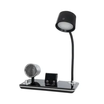 GLOBOSTAR® OLDY 76563 Μοντέρνο Επιτραπέζιο Φωτιστικό Γραφείου με Ασύρματη Φόρτιση 15W 3A, 5W Bluetooth Ηχείο & Ψηφιακό Ρολόι LED 3W 300lm 120° DC 5V με USB-C IP20 Ρυθμιζόμενο Λευκό CCT με Αφή 2700K/4500K/6000K Dimmable - Sanan SMD Chip - Μαύρο - Μ13 x GLOBOSTAR® OLDY 76563 Μοντέρνο Επιτραπέζιο Φωτιστικό Γραφείου με Ασύρματη Φόρτιση 15W 3A, 5W Bluetooth Ηχείο & Ψηφιακό Ρολόι LED 3W 300lm 120° DC 5V με USB-C IP20 Ρυθμιζόμενο Λευκό CCT με Αφή 2700K/4500K/6000K Dimmable - Sanan SMD Chip - Μαύρο - Μ13 x