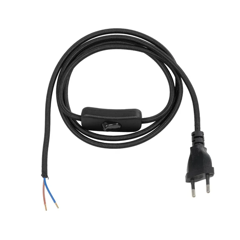 GLOBOSTAR® WHIP 77669 Μοντέρνο DIY Υφασμάτινο Καλώδιο με Διακόπτη On/Off AC 220-240V IP20 - Μαύρο - Μ150 x Π2.7 x Υ1.9cm GLOBOSTAR® WHIP 77669 Μοντέρνο DIY Υφασμάτινο Καλώδιο με Διακόπτη On/Off AC 220-240V IP20 - Μαύρο - Μ150 x Π2.7 x Υ1.9cm