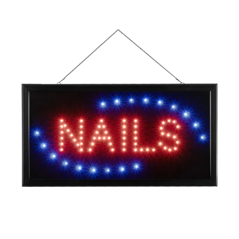 GLOBOSTAR® SIGN 75692 Διακοσμητικό Φωτιστικό Τοίχου Ένδειξης / Σήμανσης "NAILS" LED 5W 150lm 35° AC 220-240V IP20 Πολύχρωμο - Μαύρο - Μ48 x Π2 x Υ25cm - 2 Χρόνια Εγγύηση