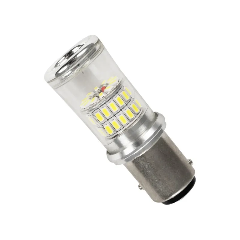 GLOBOSTAR® P21/5W-1157 81224 Λάμπα P21/5W 1157 BAY15D CANbus LED 5W 500lm 360° DC 12-24V IP20 Ψυχρό Λευκό 6000K - 48 x Epistar SMD4014 Chip - Μ2 x Π2 x Υ5.2cm - 1 Χρόνο Εγγύηση