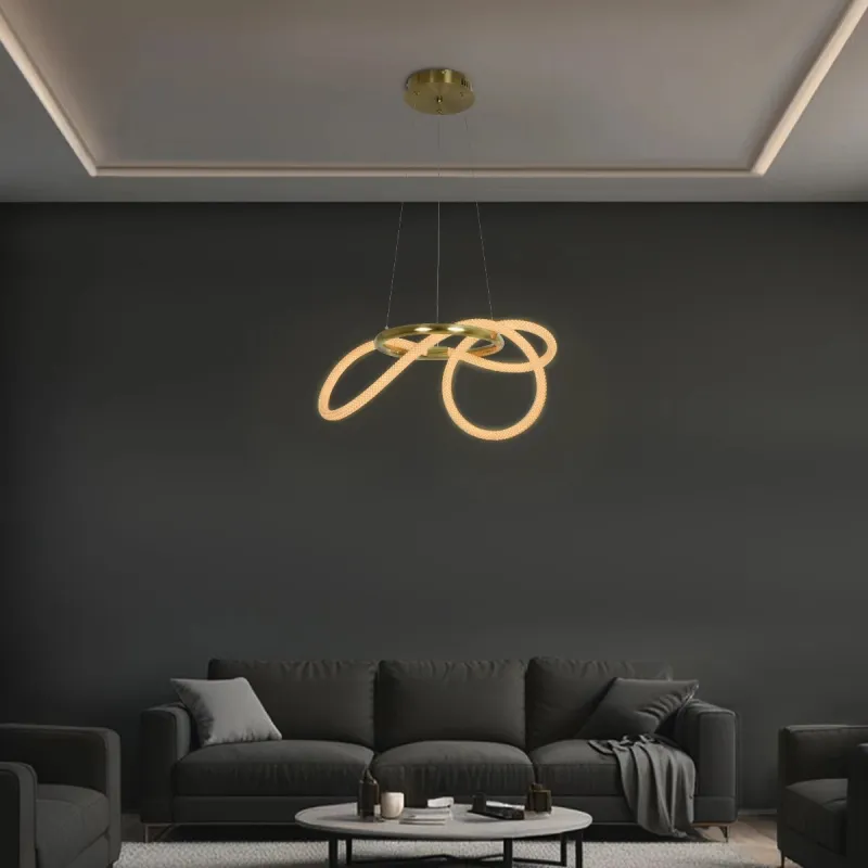 kelvo® GLOW 61657 Μοντέρνο Κρεμαστό Φωτιστικό Οροφής LED 30W 3000lm 360° AC 220-240V IP20 Ρυθμιζόμενο Λευκό CCT με Χειριστήριο από 2700K έως 6000K Dimmable - Lumileds SMD Chip - Χρυσό Πλατίνα & Λευκό Νήμα - Μ40 x Π40 x Υ30cm - 3 Χρόνια Εγγύηση