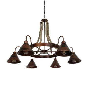 GLOBOSTAR® CAMELOT 10001191 Vintage Κρεμαστό Φωτιστικό Οροφής με Ντουί 6 x E27 AC 220-240V IP20 - Χάλκινο & Μπεζ - Μ95 x Π95 x Υ65cm GLOBOSTAR® CAMELOT 10001191 Vintage Κρεμαστό Φωτιστικό Οροφής με Ντουί 6 x E27 AC 220-240V IP20 - Χάλκινο & Μπεζ - Μ95 x Π95 x Υ65cm