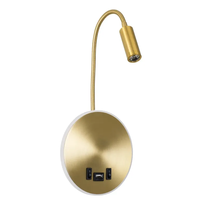 GLOBOSTAR® GOOSE 60885 Μοντέρνο Φωτιστικό Τοίχου - Απλίκα Ξενοδοχείου Reading Light με Φορτιστή USB 3A LED 6W 600lm 36° & 360° AC 220-240V IP20 Φυσικό Λευκό 4500K - CREE XPE & Lumileds SMD Chip & TÜV SÜD Driver - Χρυσό Πλατίνα - Μ15.5 x Π15 x  GLOBOSTAR® GOOSE 60885 Μοντέρνο Φωτιστικό Τοίχου - Απλίκα Ξενοδοχείου Reading Light με Φορτιστή USB 3A LED 6W 600lm 36° & 360° AC 220-240V IP20 Φυσικό Λευκό 4500K - CREE XPE & Lumileds SMD Chip & TÜV SÜD Driver - Χρυσό Πλατίνα - Μ15.5 x Π15 x