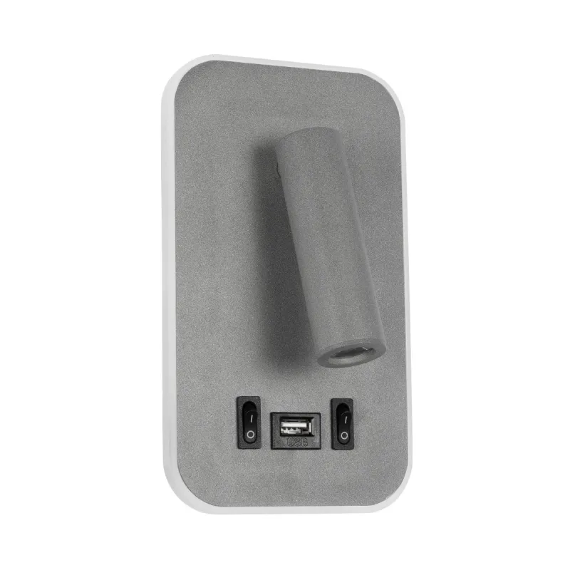 GLOBOSTAR® LADY-O 61365 Μοντέρνο Φωτιστικό Τοίχου - Απλίκα Ξενοδοχείου Reading Light με Φορτιστή USB 3A LED 10W 1000lm 36° & 360° AC 220-240V IP20 Φυσικό Λευκό 4500K - Bridgelux COB Chip & TÜV SÜD Driver - Γκρι Ματ - Μ10.5 x Π10 x Υ18.5cm - 3 Χρόν GLOBOSTAR® LADY-O 61365 Μοντέρνο Φωτιστικό Τοίχου - Απλίκα Ξενοδοχείου Reading Light με Φορτιστή USB 3A LED 10W 1000lm 36° & 360° AC 220-240V IP20 Φυσικό Λευκό 4500K - Bridgelux COB Chip & TÜV SÜD Driver - Γκρι Ματ - Μ10.5 x Π10 x Υ18.5cm - 3 Χρόν