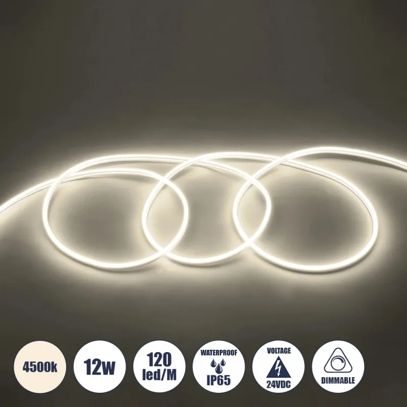 GLOBOSTAR® NEOVALE 70561 Ταινία Neon Flex LED 12W/m 960lm/m 120° DC 24V Αδιάβροχο IP65 120 x SMD2835 Chip/m Φυσικό Λευκό 4500K Dimmable - Μ100 x Π0.8 x Υ1.6cm - 3 Χρόνια Εγγύηση GLOBOSTAR® NEOVALE 70561 Ταινία Neon Flex LED 12W/m 960lm/m 120° DC 24V Αδιάβροχο IP65 120 x SMD2835 Chip/m Φυσικό Λευκό 4500K Dimmable - Μ100 x Π0.8 x Υ1.6cm - 3 Χρόνια Εγγύηση