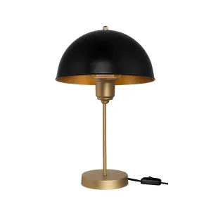 GLOBOSTAR® GAZETA 203-0305 Μοντέρνο Επιτραπέζιο Φωτιστικό Πορτατίφ με Ντουί 1 x E27 AC 220-240V IP20 - Μαύρο & Χρυσό - Μ25 x Π25 x Υ39cm