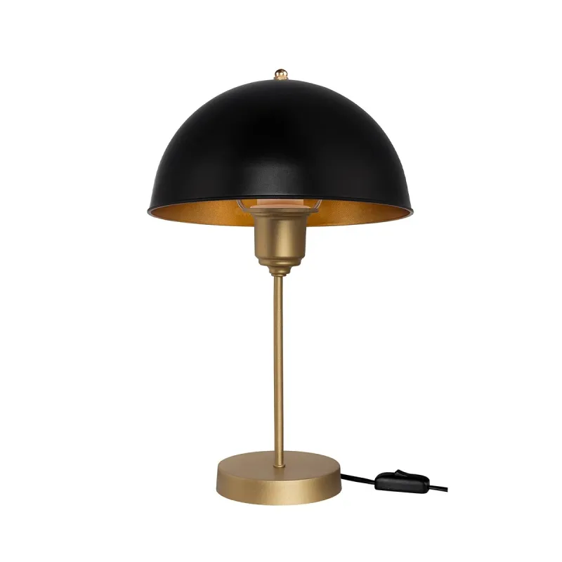 GLOBOSTAR® GAZETA 203-0305 Μοντέρνο Επιτραπέζιο Φωτιστικό Πορτατίφ με Ντουί 1 x E27 AC 220-240V IP20 - Μαύρο & Χρυσό - Μ25 x Π25 x Υ39cm