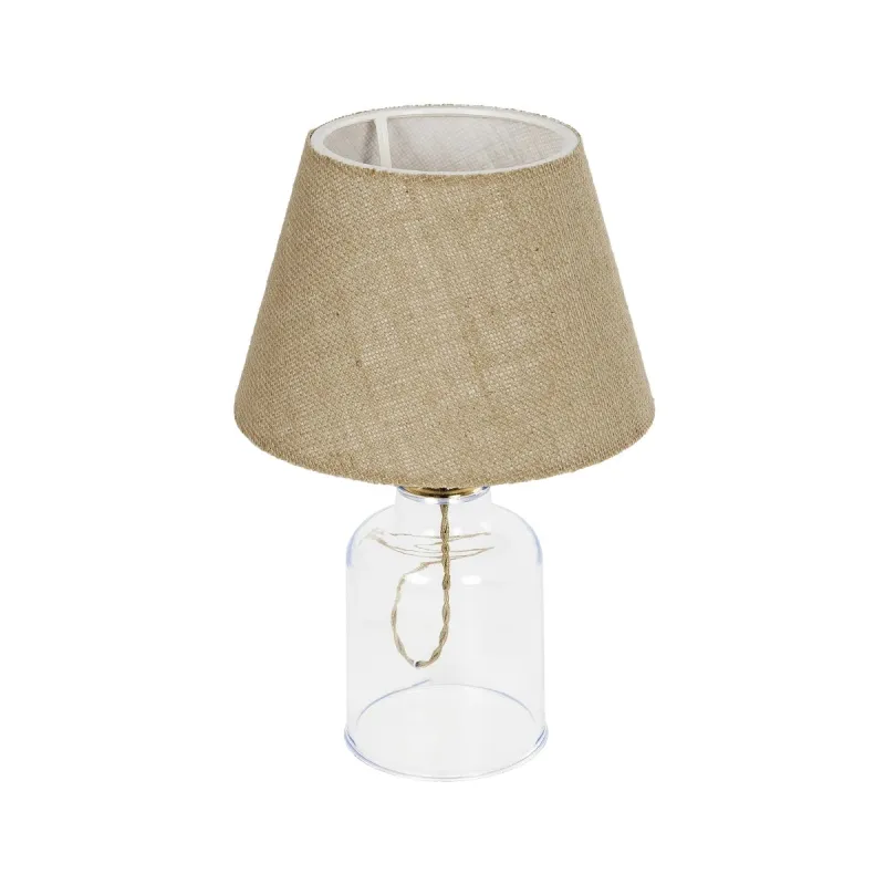 GLOBOSTAR® TRANS 204-0055 Μοντέρνο Επιτραπέζιο Φωτιστικό Πορτατίφ με Ντουί 1 x E27 AC 220-240V IP20 - Διάφανο & Μπεζ - Μ22 x Π22 x Υ34cm