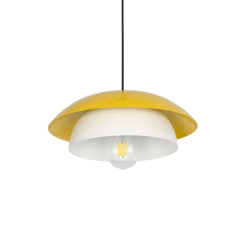 GLOBOSTAR® AURA 204-0118 Μοντέρνο Κρεμαστό Φωτιστικό Οροφής με Ντουί 1 x E27 AC 220-240V IP20 - Κίτρινο & Λευκό - Μ31 x Π31 x Υ27cm GLOBOSTAR® AURA 204-0118 Μοντέρνο Κρεμαστό Φωτιστικό Οροφής με Ντουί 1 x E27 AC 220-240V IP20 - Κίτρινο & Λευκό - Μ31 x Π31 x Υ27cm