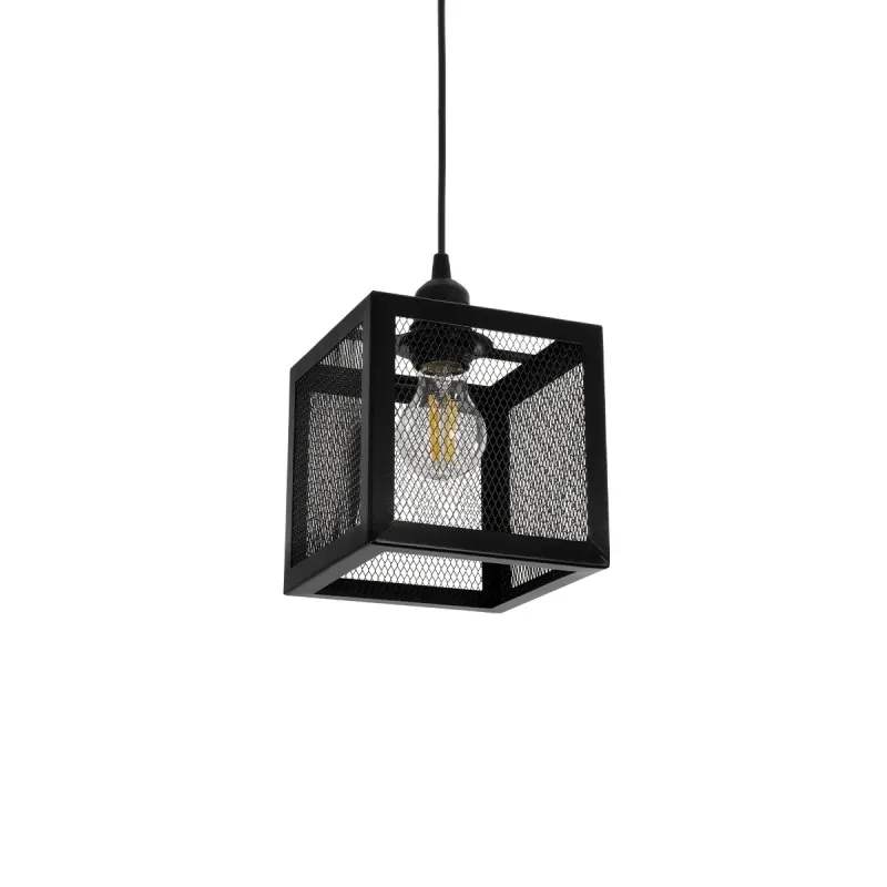 GLOBOSTAR® JAULA 204-0181 Μοντέρνο Κρεμαστό Φωτιστικό Οροφής Μονόφωτο 1 x E27 AC 220-240V IP20 Μαύρο - Μ16 x Π16 x Υ16cm