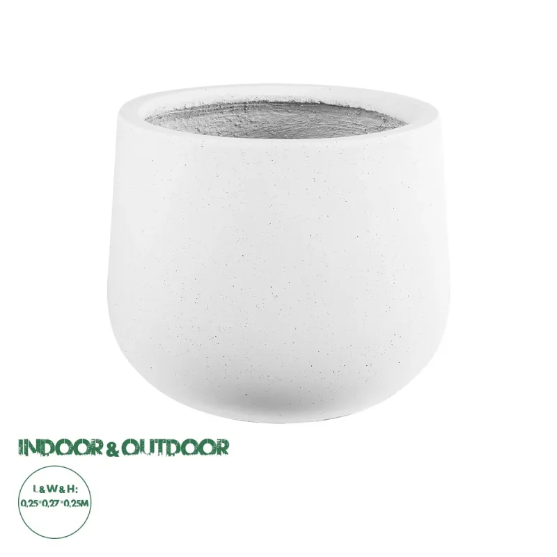 GloboStar® Artificial Garden CHELSEA 20802 Διακοσμητικό Πολυεστερικό Τσιμεντένιο Κασπώ Γλάστρα - Flower Pot Λευκό με Μαύρες Λεπτομέριες Μ25 x Π27 x Υ25cm