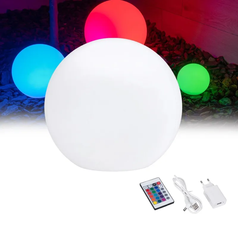 GLOBOSTAR® GARDENGLOW 85824 Μοντέρνο Φωτιστικό Κήπου Μπάλα με IR Ασύρματο Χειριστήριο LED 5W 250lm 360° DC 5V με USB-C με Επαναφορτιζόμενη Μπαταρία Li-ion 3.7V 2x18650 1400mAh Αδιάβροχο IP54 Πολύχρωμο RGBW Dimmable - Sanan SMD Chip - Γαλακτερό Λευκό - Μ24 GLOBOSTAR® GARDENGLOW 85824 Μοντέρνο Φωτιστικό Κήπου Μπάλα με IR Ασύρματο Χειριστήριο LED 5W 250lm 360° DC 5V με USB-C με Επαναφορτιζόμενη Μπαταρία Li-ion 3.7V 2x18650 1400mAh Αδιάβροχο IP54 Πολύχρωμο RGBW Dimmable - Sanan SMD Chip - Γαλακτερό Λευκό - Μ24