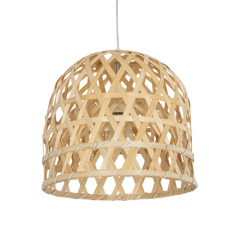 GLOBOSTAR® MANGEA 00715 Boho Κρεμαστό Φωτιστικό Οροφής με Ντουί 1 x E27 AC 220-240V IP20 - Μπεζ - Μ35 x Π35 x Υ22cm