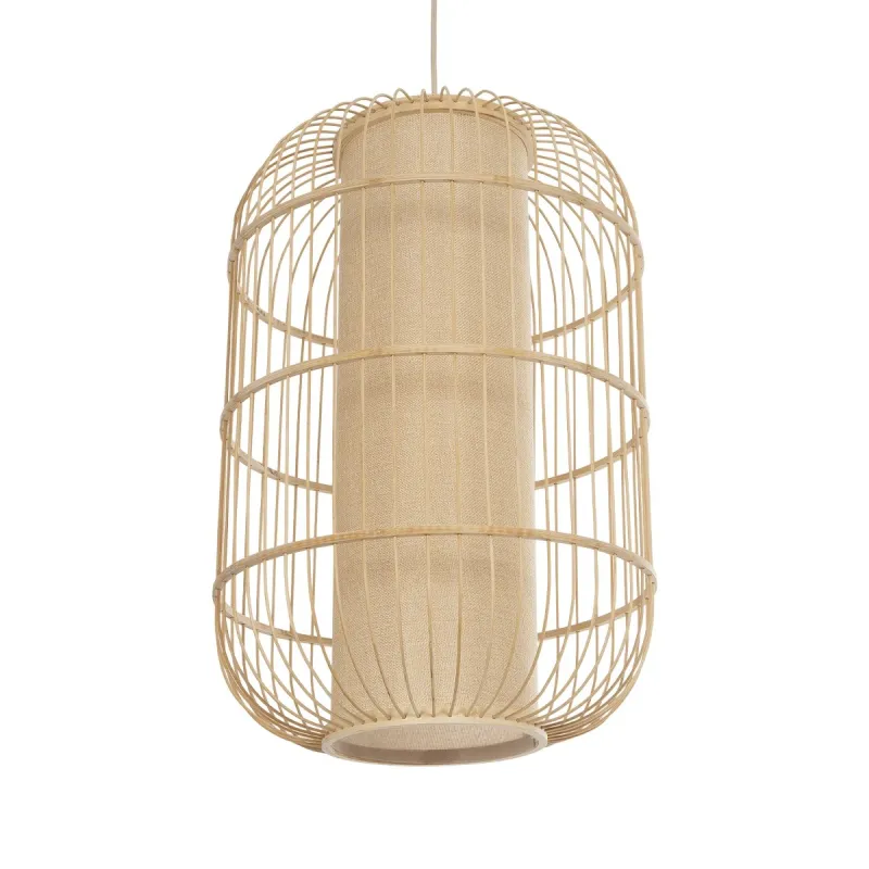 GLOBOSTAR® HIBISCUS 00891 Boho Κρεμαστό Φωτιστικό Οροφής με Ντουί 1 x E27 AC 220-240V IP20 - Μπεζ - Μ40 x Π40 x Υ60cm