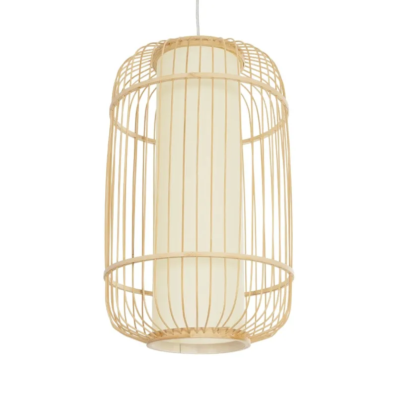 GLOBOSTAR® HIBISCUS 00894 Boho Κρεμαστό Φωτιστικό Οροφής με Ντουί 1 x E27 AC 220-240V IP20 - Μπεζ - Μ30 x Π30 x Υ50cm