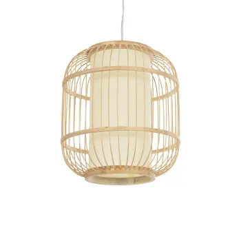 GLOBOSTAR® HIBISCUS 01633 Boho Κρεμαστό Φωτιστικό Οροφής με Ντουί 1 x E27 AC 220-240V IP20 - Μπεζ - Μ26 x Π26 x Y32cm