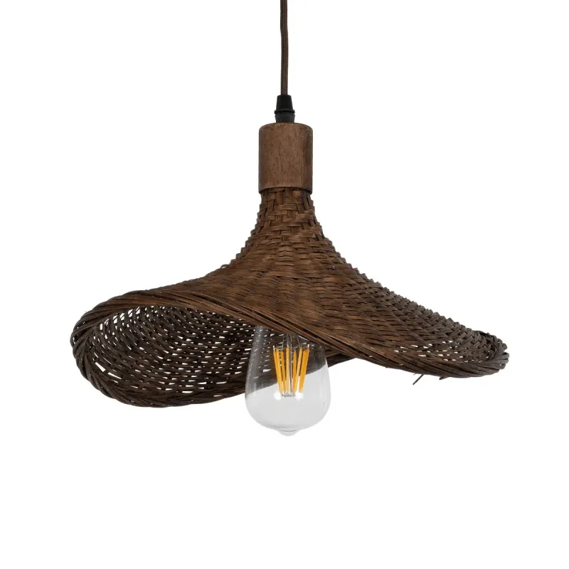 GLOBOSTAR® CUBA 01716 Boho Κρεμαστό Φωτιστικό Οροφής με Ντουί 1 x E27 AC 220-240V IP20 - Καφέ - Μ33 x Π33 x Υ25cm