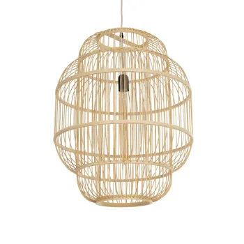 GLOBOSTAR® HIBISCUS 01763 Boho Κρεμαστό Φωτιστικό Οροφής με Ντουί 1 x E27 AC 220-240V IP20 - Μπεζ - Μ48 x Π48 x Y60cm