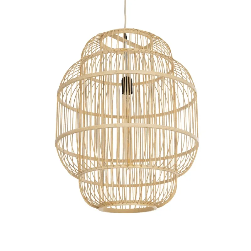 GLOBOSTAR® HIBISCUS 01763 Boho Κρεμαστό Φωτιστικό Οροφής με Ντουί 1 x E27 AC 220-240V IP20 - Μπεζ - Μ48 x Π48 x Y60cm