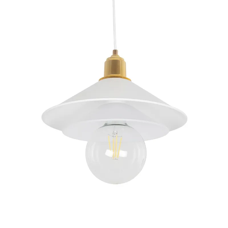 GLOBOSTAR® FERRO 203-0268 Μοντέρνο Κρεμαστό Φωτιστικό Οροφής με Ντουί 1 x E27 AC 220-240V IP20 - Λευκό & Χρυσό - Μ30 x Π30 x Υ19cm