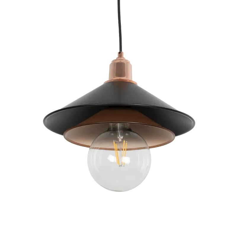 GLOBOSTAR® FERRO 203-0269 Μοντέρνο Κρεμαστό Φωτιστικό Οροφής με Ντουί 1 x E27 AC 220-240V IP20 - Μαύρο & Χάλκινο - Μ30 x Π30 x Υ19cm