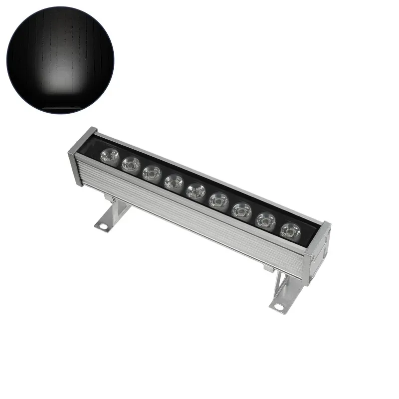 GLOBOSTAR® WASHERDAIA S-115502 Μπάρα Φωτισμού Wall Washer LED 9W 900lm 30° DC AC 220-240V Αδιάβροχο IP65 Ψυχρό Λευκό 6000K - Bridgelux SMD Chip - Ασημί - Μ26 x Π6 x Υ10.5cm - 3 Χρόνια Εγγύηση