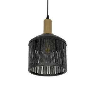 GLOBOSTAR® NETO 201-0130 Μοντέρνο Κρεμαστό Φωτιστικό Οροφής με Ντουί 1 x E27 AC 220-240V IP20 - Χρυσό & Μαύρο - Μ18 x Π18 x Υ70cm