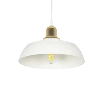 GLOBOSTAR® LOAN 203-0281 Μοντέρνο Κρεμαστό Φωτιστικό Οροφής με Ντουί 1 x E27 AC 220-240V IP20 - Λευκό & Χρυσό  -Μ25.5 x Π25.5 x Υ17cm