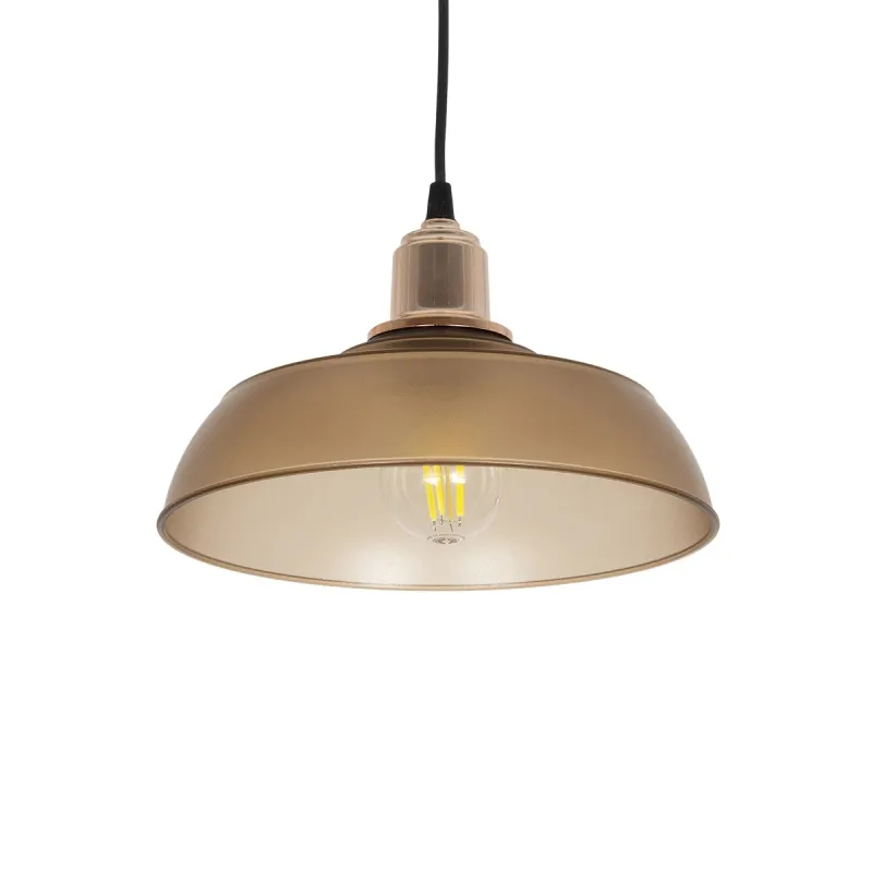 GLOBOSTAR® LOAN 203-0285 Μοντέρνο Κρεμαστό Φωτιστικό Οροφής με Ντουί 1 x E27 AC 220-240V IP20 - Καφέ & Μπρονζέ - Μ25.5 x Π25.5 x Υ17cm